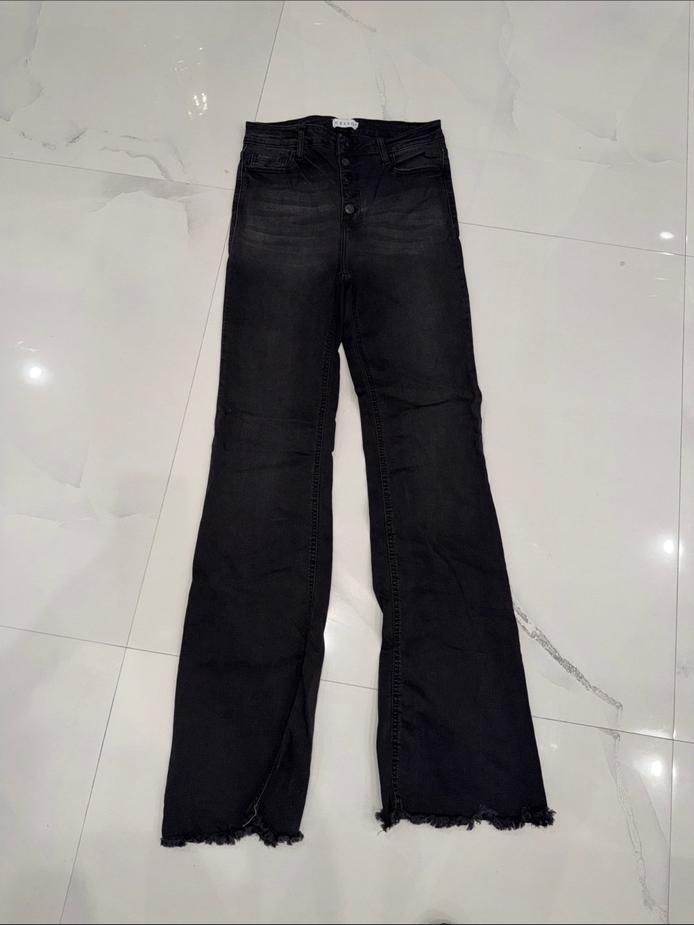Cello Black Wide-Leg Flare Jeans